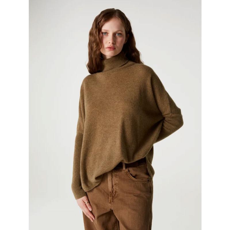 ABSOLUT CASHMERE - Pull poncho col roulé Clara bronze
