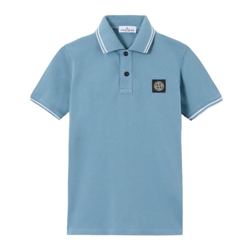 STONE ISLAND - Polo manches courtes bleu 