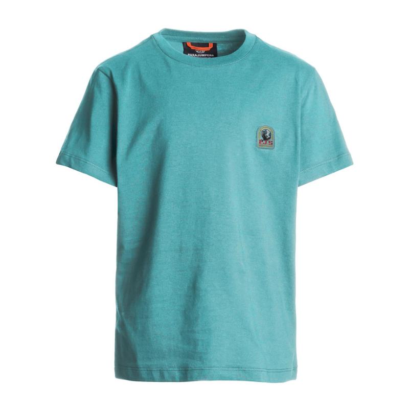 PARAJUMPERS - Tee shirt logo patch turquoise
