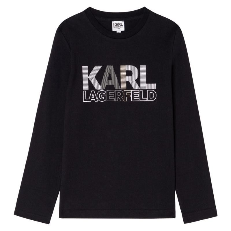 KARL LAGERFELD KIDS - Tee shirt manches noir avec logo