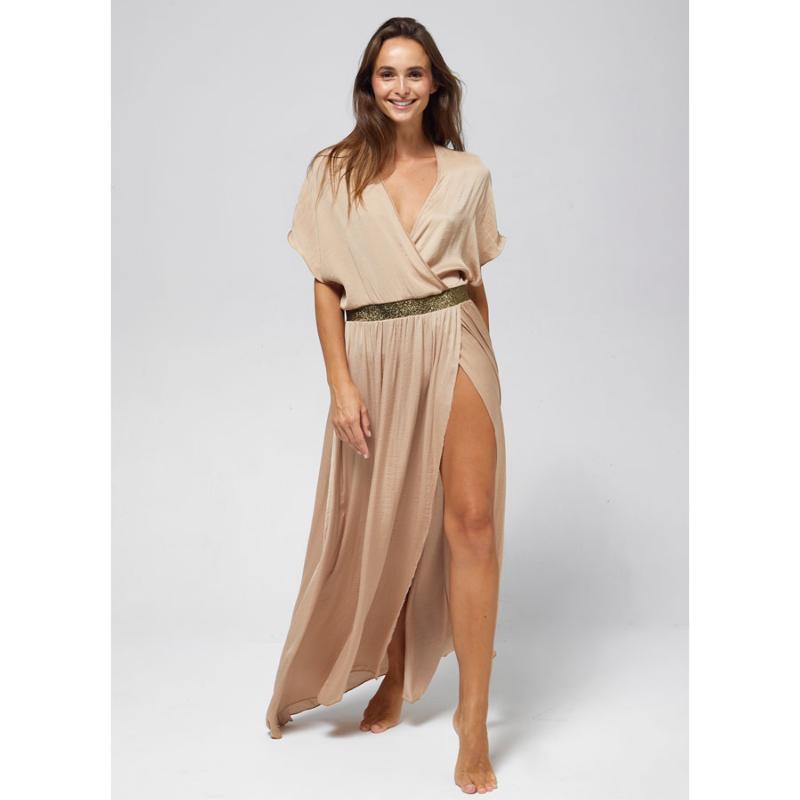 BELIZA - Robe longue Jody beige