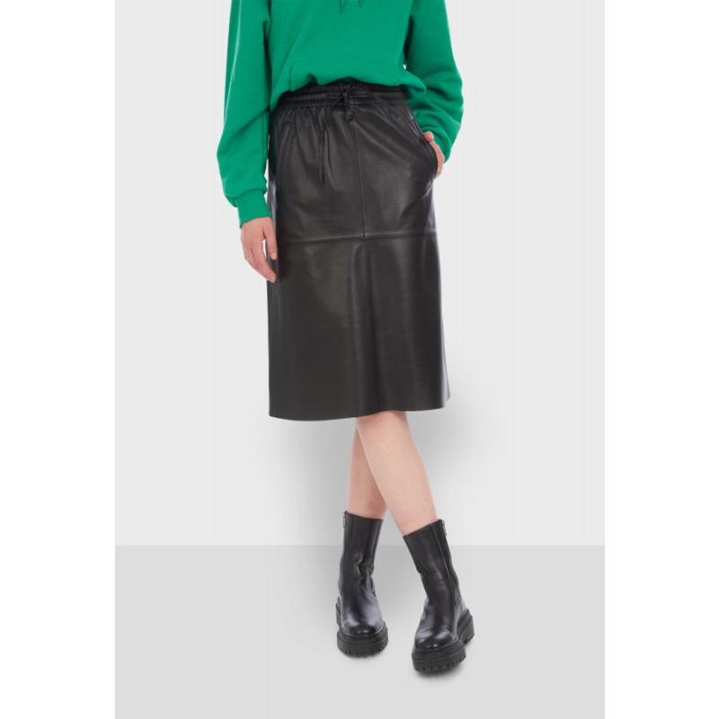 OAKWOOD - Jupe en cuir noir Bamba