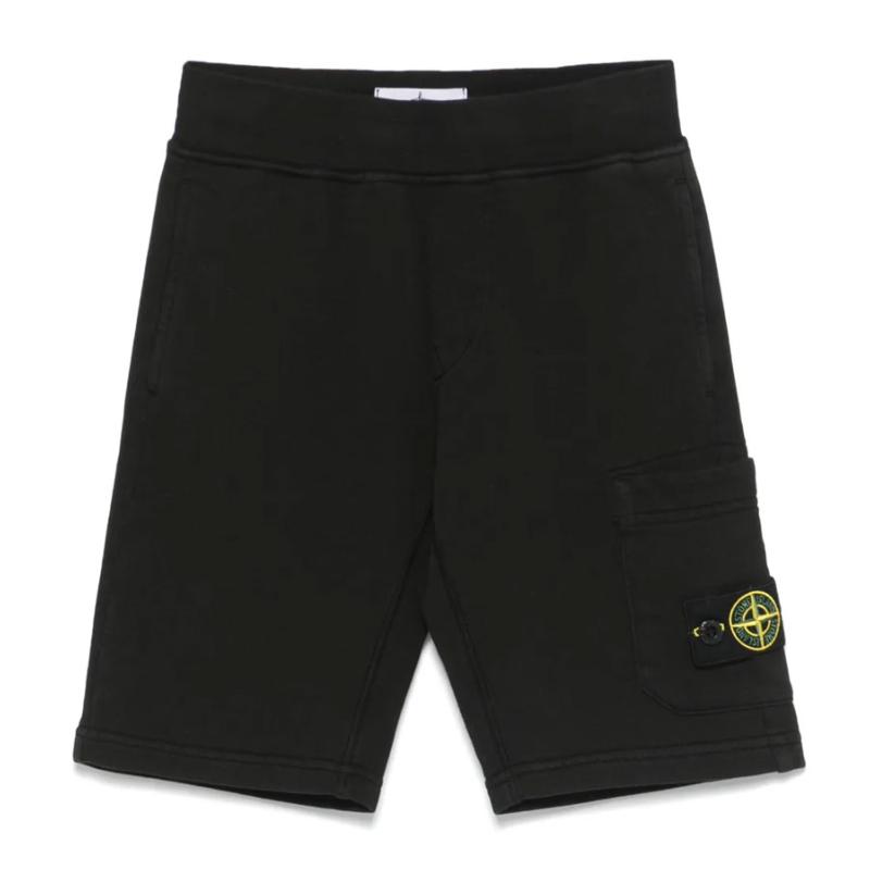STONE ISLAND JUNIOR - Bermuda en molleton cnoir