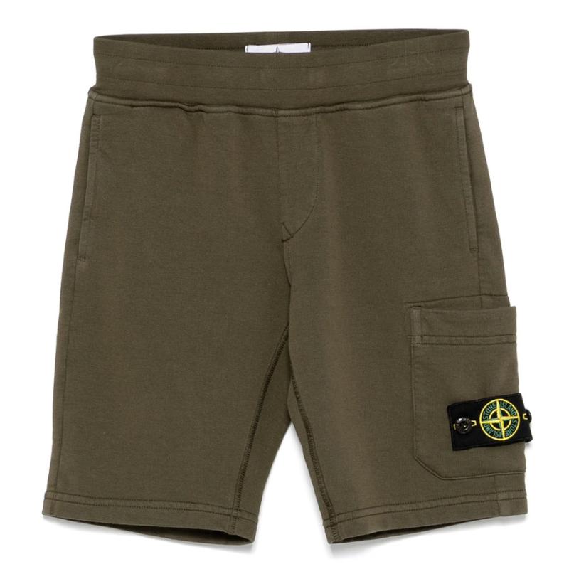 STONE ISLAND - Bermuda en molleton kaki