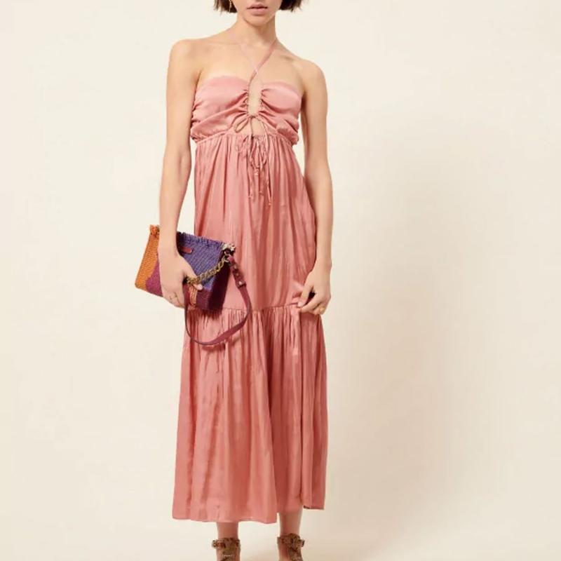 SESSUN - Robe longue rose poudrée Andress 