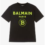 BALMAIN ENFANT - Tee shirt noir logo jaune fluo
