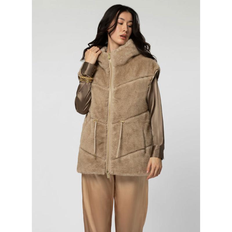 MAX & MOI - Veste en fausse fourrure beige Valora 