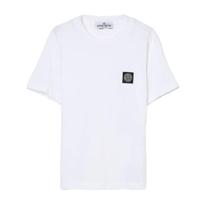 stone island junior - Tshirt logo patch blanc