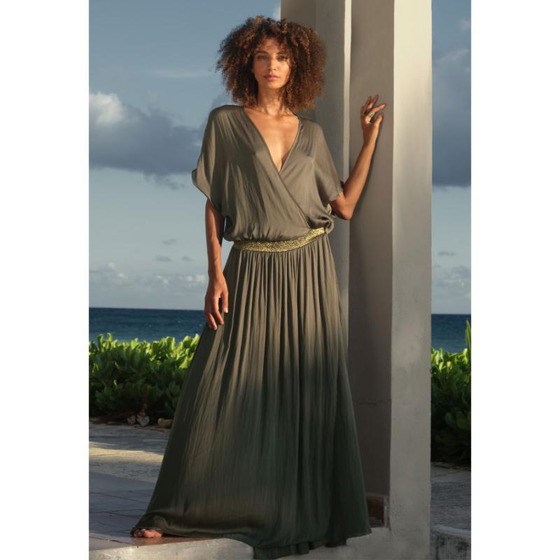 BELIZA - Robe longue Jody kaki