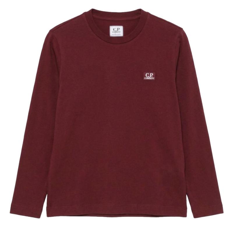 CP COMPANY UNDERSIXTEEN - Tshirt ml bordeaux logo brodé - Nouveauté 