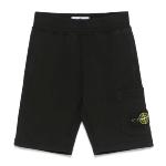 STONE ISLAND JUNIOR - Bermuda en molleton cnoir