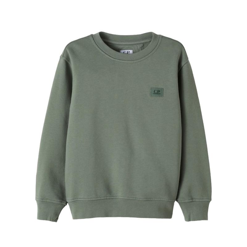 CP COMPANY UNDERSIXTEEN - Sweat vert sauge logo patch - Nouveauté 