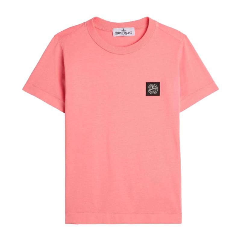 STONE ISLAND JUNIOR - Tee shirt corail logo patch 
