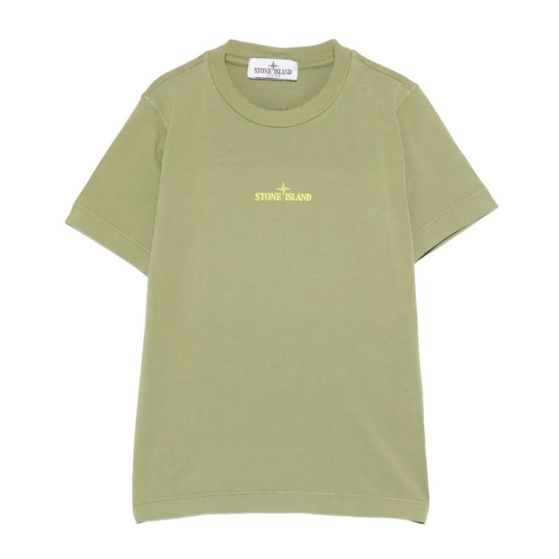 STONE ISLAND JUNIOR - Tee shirt vert avec logo