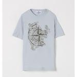 stone island junior - Tshirt bleu logo imprimé