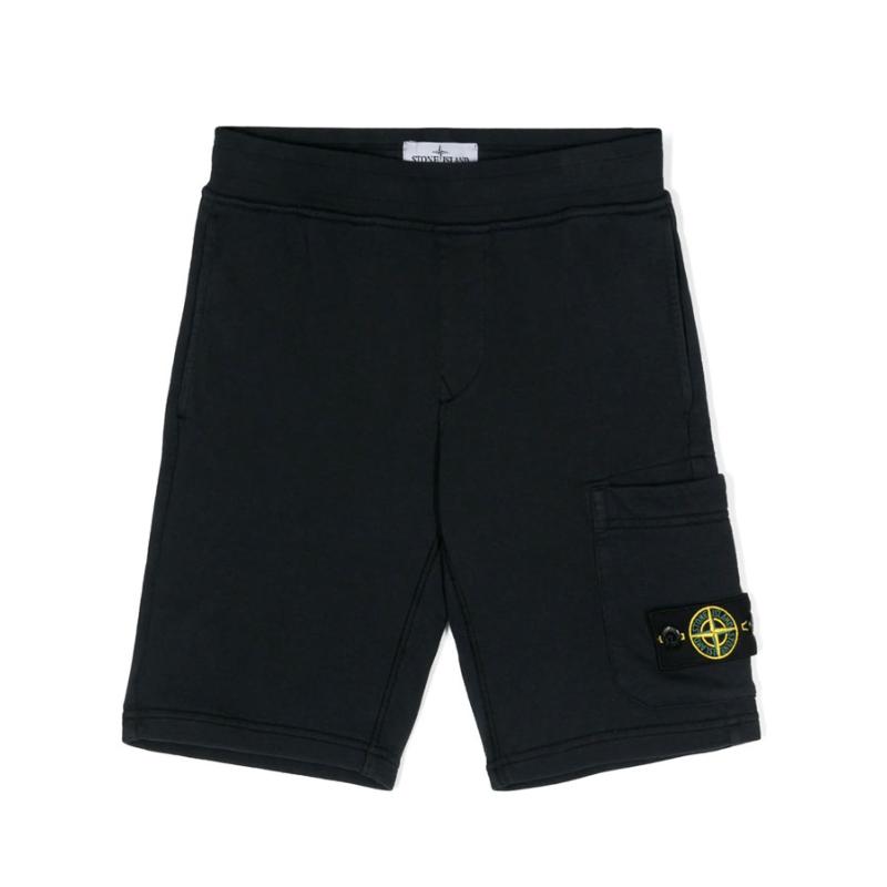 STONE ISLAND - Bermuda en molleton noir 