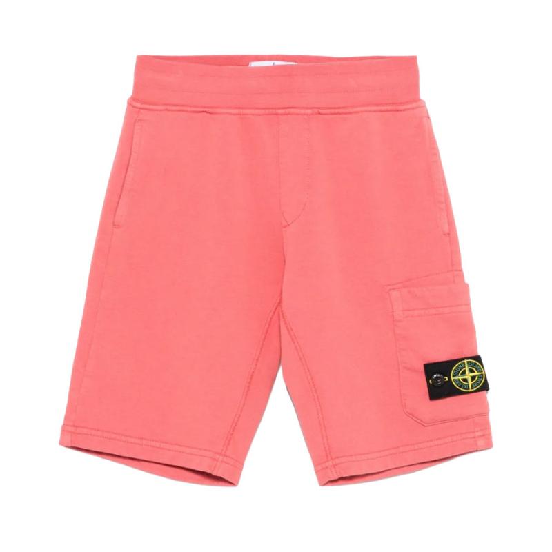 STONE ISLAND JUNIOR - Bermuda en molleton corail