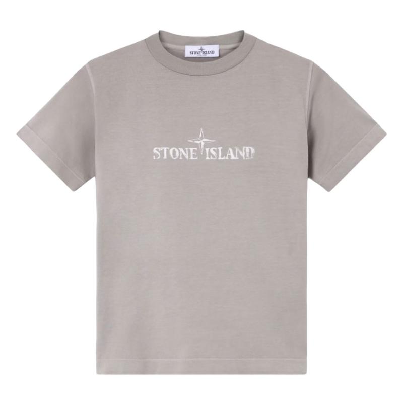 STONE ISLAND JUNIOR - Tee shirt gris poudré - Nouveauté 