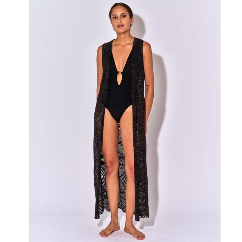 BELIZA - Gilet long en crochet Maya 