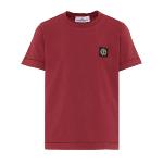 STONE ISLAND JUNIOR - Tee shirt bordeaux logo patch - Nouveauté 