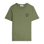 STONE ISLAND JUNIOR - Tee shirt vert logo patch - Nouveauté 