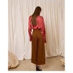 IS COMING - Pantalon large chocolat 