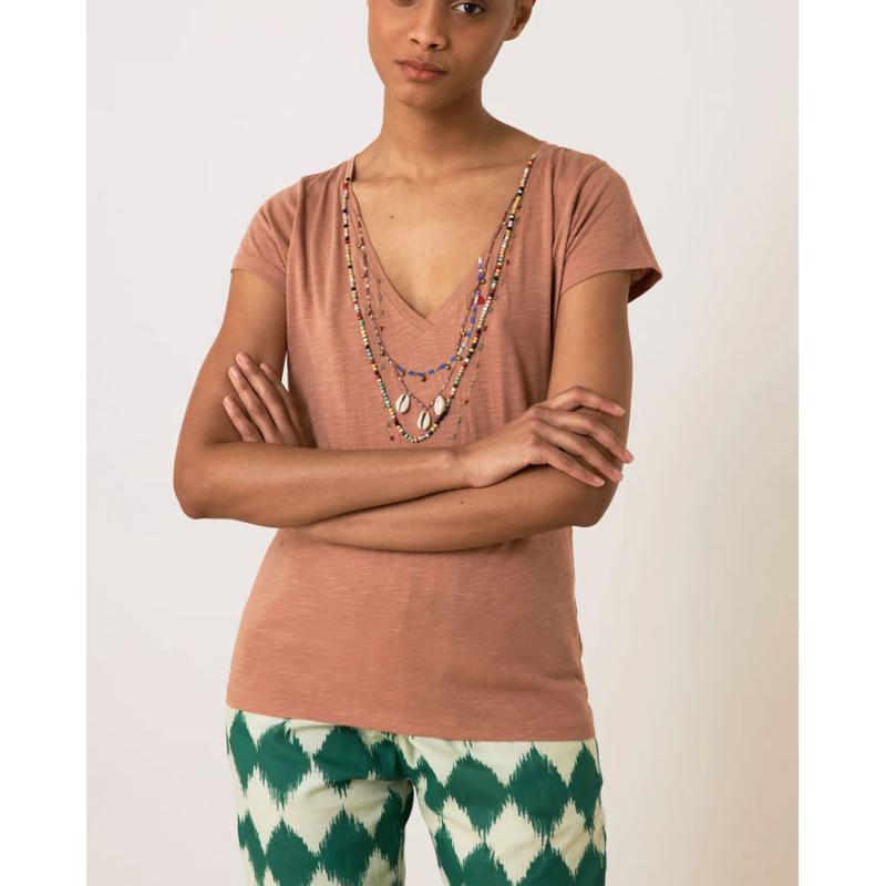LEON & HARPER - Tee shirt Tonton shell pêche