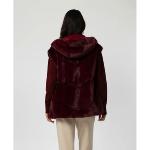 MAX & MOI - Veste en fausse fourrure bordeaux Valora 