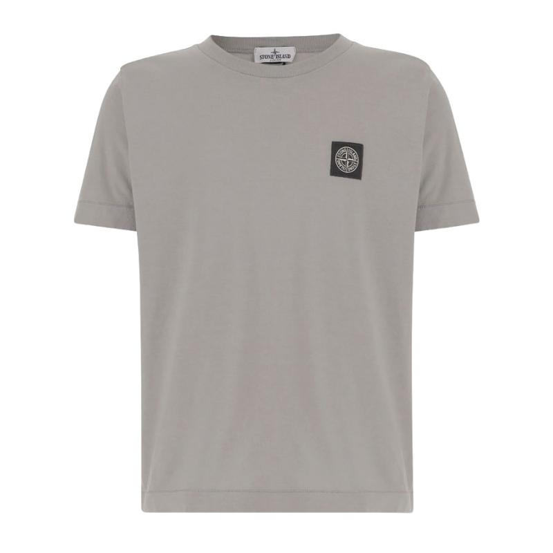 STONE ISLAND JUNIOR - Tee shirt gris logo patch - Nouveauté 