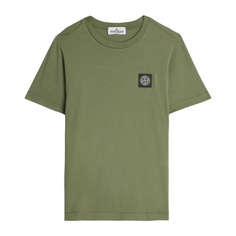 STONE ISLAND JUNIOR - Tee shirt vert logo patch - Nouveauté 