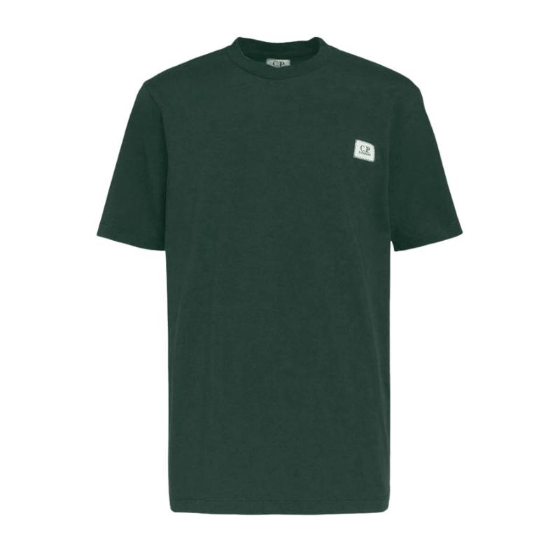 CP COMPANY UNDERSIXTEEN - Tshirt vert logo brodé - Nouveauté 