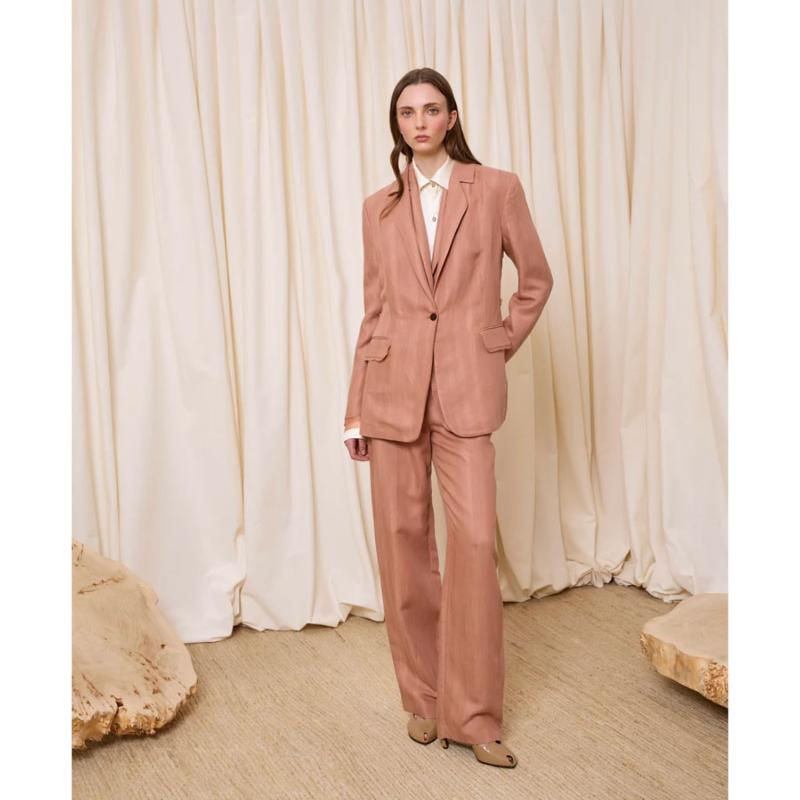 IS COMING - Pantalon large en lin 