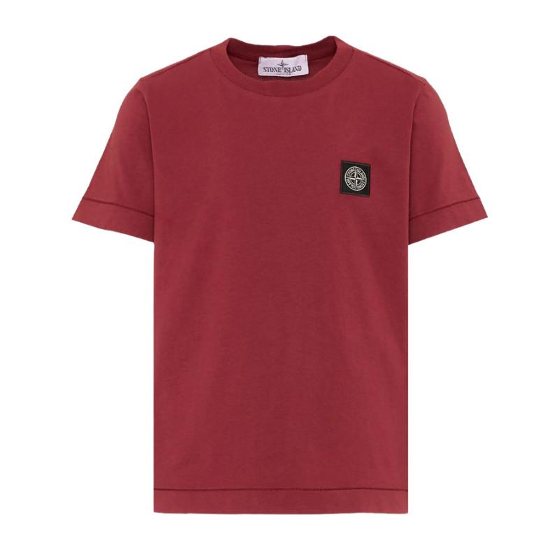 STONE ISLAND JUNIOR - Tee shirt bordeaux logo patch - Nouveauté 