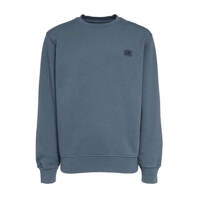 CP COMPANY UNDERSIXTEEN - Sweat bleu logo patch - Nouveauté 